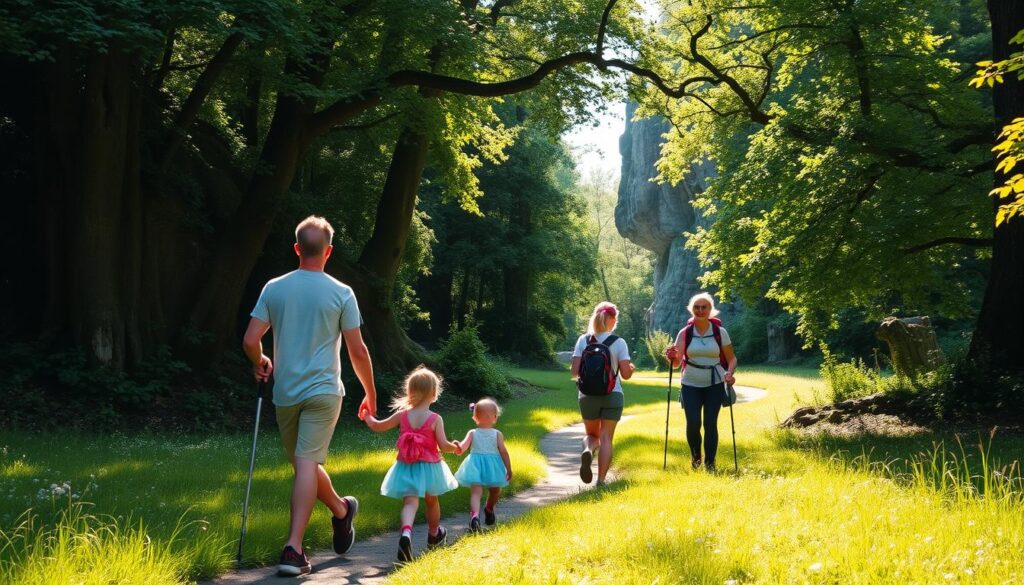 family hiking in Belgium
