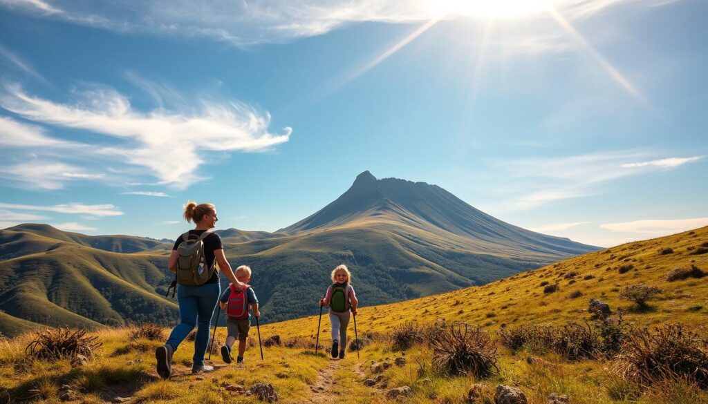 family hiking in Puy du Sancy