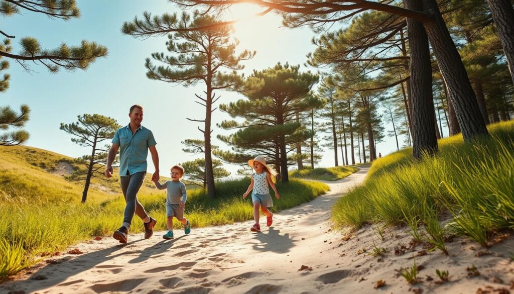 family hiking in Texel